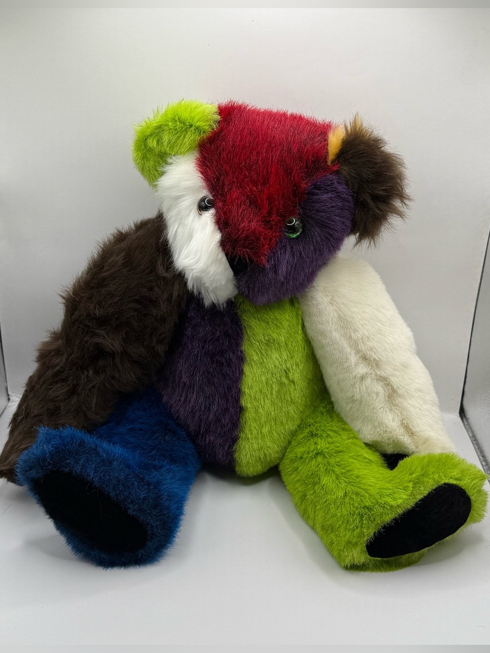 VERY RARE HTF Vermont Teddy Bear Patchwork Misfit Multicolor Stuffed Animal Bear
